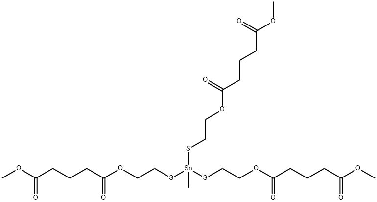 dimethyl 10-[[2-[(5-methoxy-1,5-dioxopentyl)oxy]ethyl]thio]-10-methyl-5,15-dioxo-6,14-dioxa-9,11-dithia-10-stannanonadecanedioate Struktur
