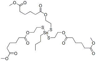 dimethyl 11-butyl-11-[[2-[(6-methoxy-1,6-dioxohexyl)oxy]ethyl]thio]-6,16-dioxo-7,15-dioxa-10,12-dithia-11-stannahenicosanedioate Struktur