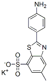 2-(4-アミノフェニル)-5-メチル-7-ベンゾチアゾールスルホン酸カリウム 化学構造式