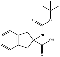 N-叔丁氧羰基-2-氨基茚满-2-羧酸, 71066-00-7, 结构式