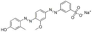 3-[[4-[(4-ヒドロキシ-2-メチルフェニル)アゾ]-3-メトキシフェニル]アゾ]ベンゼンスルホン酸ナトリウム 化学構造式