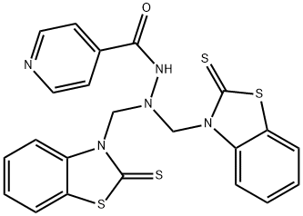 4-Pyridinecarboxylic acid 2,2-bis[[2-thioxobenzothiazol-3(2H)-yl]methyl] hydrazide, 71085-96-6, 结构式