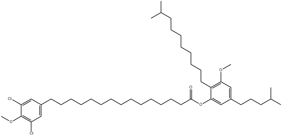 15-(3,5-Dichloro-4-methoxyphenyl)pentadecanoic acid 3-methoxy-2-(9-methyldecyl)-5-(4-methylpentyl)phenyl ester Structure