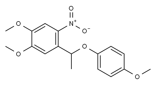 1,2-ジメトキシ-4-[1-(4-メトキシフェノキシ)エチル]-5-ニトロベンゼン 化学構造式