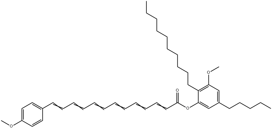 13-(4-Methoxyphenyl)-2,4,6,8,10,12-tridecahexaenoic acid 2-decyl-3-methoxy-5-pentylphenyl ester Struktur