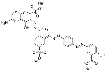 5-[[4-[[4-[(7-Amino-1-hydroxy-3-sulfo-2-naphthalenyl)azo]-7-sulfo-1-naphthalenyl]azo]phenyl]azo]-2-hydroxybenzoic acid trisodium salt Struktur