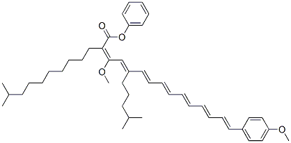 3-Methoxy-2-(9-methyldecyl)-5-(4-methylpentyl)phenyl (2E,4E,6E,8E,10E, 12E,14E)-15-(4-methoxyphenyl)-2,4,6,8,10,12,14-pentadecaheptaenoate Structure