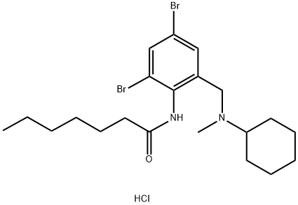 Heptanamide, N-(2,4-dibromo-6-((cyclohexylmethylamino)methyl)phenyl)-,  monohydrochloride Structure