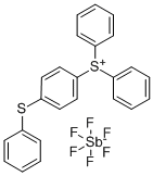 ジフェニル[4-(フェニルチオ)フェニル]スルホニウム·ヘキサフルオロアンチモナート(V) 化学構造式
