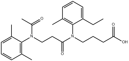 N-(N-Acetyl-3-(2,6-dimethylanilino)propionyl)-4-(2-ethyl-6-methylanili no)butyric acid 结构式