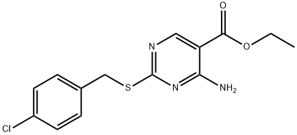 Ethyl 4-amino-2-[p-chlorobenzylthio]-5-pyrimidinecarboxylate Structure