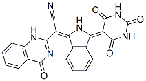 α-[[2,3-ジヒドロ-3-[(ヘキサヒドロ-2,4,6-トリオキソピリミジン)-5-イリデン]-1H-イソインドール]-1-イリデン]-4(1H)-オキソ-2-キナゾリンアセトニトリル 化学構造式