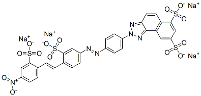 tetrasodium 2-[4-[[4-[2-(4-nitro-2-sulphonatophenyl)vinyl]-3-sulphonatophenyl]azo]phenyl]naphtho[1,2-d]triazole-6,8-disulphonate Struktur