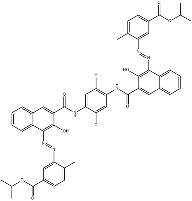 3,3'-[(2,5-ジクロロ-1,4-フェニレン)ビス[イミノカルボニル(2-ヒドロキシ-3,1-ナフタレンジイル)アゾ]]ビス(4-メチル安息香酸1-メチルエチル) 化学構造式