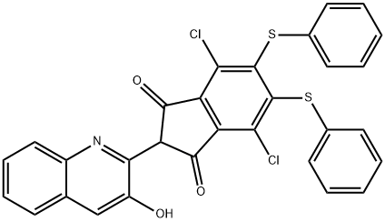 4,7-Dichloro-2-(3-hydroxy-2-quinolinyl)-5,6-bis(phenylthio)-1H-indene-1,3(2H)-dione Structure