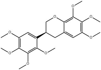 (S)-3,4-Dihydro-6,7,8-trimethoxy-3-(2,3,4,5-tetramethoxyphenyl)-2H-1-benzopyran 结构式