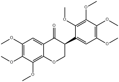 (S)-6,7,8-トリメトキシ-3-(2,3,4,5-テトラメトキシフェニル)-2H-1-ベンゾピラン-4(3H)-オン 化学構造式