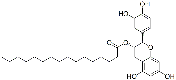 (2R-trans)-2-(3,4-dihydroxyphenyl)-3,4-dihydro-5,7-dihydroxy-2H-1-benzopyran-3-yl palmitate 结构式