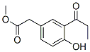 4-ヒドロキシ-3-(1-オキソプロピル)ベンゼン酢酸メチル 化学構造式