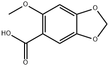 6-メトキシ-1,3-ベンゾジオキソール-5-カルボン酸 化学構造式