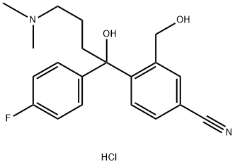 4-[4-(二甲氨基)-1-(4-氟苯基)-1-羟丁基]-3-羟甲基苯腈盐酸盐 结构式