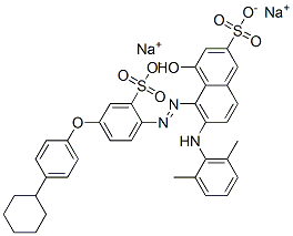 disodium 5-[[4-(4-cyclohexylphenoxy)-2-sulphonatophenyl]azo]-6-[(2,6-dimethylphenyl)amino]-4-hydroxynaphthalene-2-sulphonate Struktur