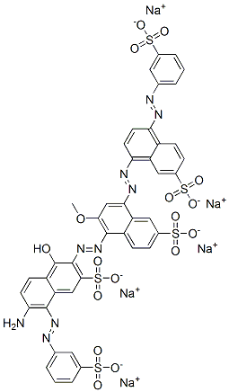 pentasodium 5-[[6-amino-1-hydroxy-3-sulphonato-5-[(3-sulphonatophenyl)azo]-2-naphthyl]azo]-6-methoxy-8-[[7-sulphonato-4-[(3-sulphonatophenyl)azo]naphthyl]azo]naphthalene-2-sulphonate Structure