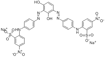 2,2'-[(2,4-ジヒドロキシ-1,3-フェニレン)ビス(アゾ-4,1-フェニレンイミノ)]ビス[5-ニトロベンゼンスルホン酸ナトリウム] 化学構造式