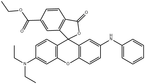 6'-(Diethylamino)-3-oxo-2'-(phenylamino)spiro[isobenzofuran-1(3H),9'-[9H]xanthene]-6-carboxylic acid ethyl ester Structure