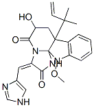 7a-(1,1-Dimethyl-2-propenyl)-6,7,7a,12-tetrahydro-6-hydroxy-3-(1H-imidazol-4-ylmethylene)-12-methoxy-1H,5H-imidazo[1',2':1,2]pyrido[2,3-b]indole-2,5(3H)-dione 结构式
