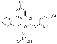 Pyridine, 5-chloro-2-(((1-(2,4-dichlorophenyl)-2-(1H-imidazol-1-yl)eth oxy)methyl)thio)-, mononitrate Struktur