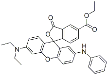 6'-(Diethylamino)-3-oxo-2'-(phenylamino)spiro[isobenzofuran-1(3H),9'-[9H]xanthene]-5-carboxylic acid ethyl ester Structure