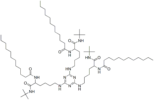 N,N',N''-[1,3,5-Triazine-2,4,6-triyltris[imino[1-[[(1,1-dimethylethyl)amino]carbonyl]-5,1-pentanediyl]]]trisdodecanamide Struktur