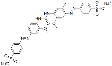 4-[[3-Methoxy-4-[[[[2-methoxy-5-methyl-4-[(4-sulfophenyl)azo]phenyl]amino]carbonyl]amino]phenyl]azo]benzenesulfonic acid disodium salt Struktur