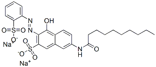 disodium 4-hydroxy-7-[(1-oxodecyl)amino]-3-[(2-sulphonatophenyl)azo]naphthalene-2-sulphonate Structure