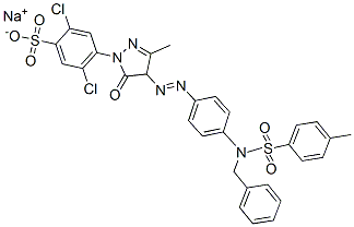 sodium 4-[4-[[4-[benzyl(p-tolylsulphonyl)amino]phenyl]azo]-4,5-dihydro-3-methyl-5-oxo-1H-pyrazol-1-yl]-2,5-dichlorobenzenesulphonate Structure