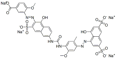 tetrasodium 3-[[1-hydroxy-6-[[[[4-[(8-hydroxy-3,6-disulphonato-1-naphthyl)azo]-2-methoxy-5-methylphenyl]amino]carbonyl]amino]-3-sulphonato-2-naphthyl]azo]-p-anisate Struktur