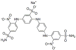 sodium 5-[[2-nitro-4-sulphamoylphenyl]amino]-2-[[4-[[2-nitro-4-sulphamoylphenyl]amino]phenyl]amino]benzenesulphonate  Structure