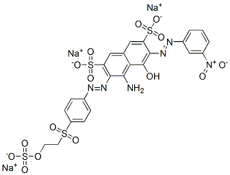 4-Amino-5-hydroxy-6-[(3-nitrophenyl)azo]-3-[[4-[[2-(sulfooxy)ethyl]sulfonyl]phenyl]azo]-2,7-naphthalenedisulfonic acid trisodium salt Structure