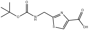 2-[[(叔丁氧羰基)氨基]甲基]噻唑-4-羧酸 结构式
