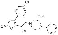 4-(4-chlorophenyl)-5-[2-(4-phenyl-1-piperazinyl)ethyl]-1,3-dioxol-2-one dihydrochloride Struktur