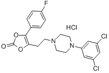 4-(2-(4-(3,5-Dichlorophenyl)-1-piperazinyl)ethyl)-5-(4-fluorophenyl)-1 ,3-dioxol-2-one HCl Struktur