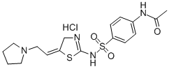 Acetamide, N-(4-(((5-(2-(1-pyrrolidinyl)ethylidene)-4,5-dihydro-2-thia zolyl)amino)sulfonyl)phenyl)-, monohydrochloride Structure