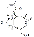 (Z)-2-メチル-2-ブテン酸[(3aR,4S,6R,10Z,11aR)-2,3,3a,4,5,6,7,11a-オクタヒドロ-10-ヒドロキシメチル-6-メチル-3-メチレン-2,7-ジオキソ-6,9-エポキシシクロデカ[b]フラン-4-イル] 化学構造式