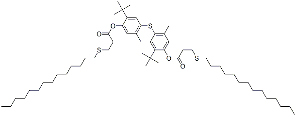 thiobis[2-(1,1-dimethylethyl)-5-methyl-4,1-phenylene] bis[3-(tetradecylthio)propionate] Structure