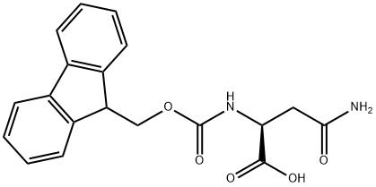 Nα-[(9H-フルオレン-9-イルメトキシ)カルボニル]-L-アスパラギン 化学構造式