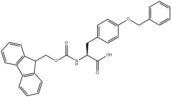 N-(9H-フルオレン-9-イルメトキシカルボニル)-O-ベンジル-L-チロシン 化学構造式