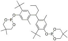 2,2'-[ブチリデンビス[[2-(1,1-ジメチルエチル)-5-メチル-4,1-フェニレン]オキシ]]ビス(5,5-ジメチル-1,3,2-ジオキサホスホリナン) 化学構造式