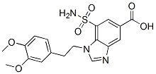 1-[2-(3,4-dimethoxyphenyl)ethyl]-7-sulfamoyl-benzoimidazole-5-carboxyl ic acid Struktur