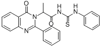 1-(2-(4-Oxo-2-phenyl-3,4-dihydro-3-quinazolinyl)propionyl)-3-phenyl-2- thiourea Struktur